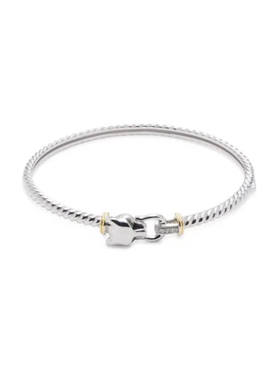 Effy Eny Women's 14k Goldplated Sterling Silver, Sterling Silver, 0.03 Tcw Diamond & Tsavorite Bangl