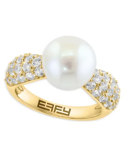Effy Eny Women's 14k Goldplated Sterling Silver, White Topaz & 10mm Freshwater Pearl Ring