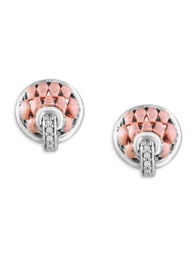 Effy Eny Women's 14k Rose Goldplated, Sterling Silver & Diamond Earrings