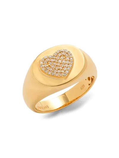 Effy Eny Women's 14k Yellow Goldplated Sterling Silver & 0.15 Tcw Diamond Heart Signet Ring