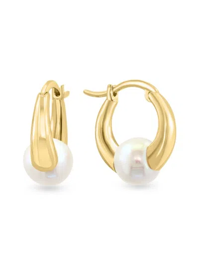 Effy Eny Women's 14k Yellow Goldplated Sterling Silver & 6-7mm Freshwater Pearl Hoop Earrings