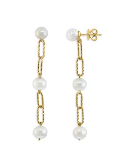 Effy Eny Women's 14k Yellow Goldplated Sterling Silver & 7-8mm Round White Freshwater Pearl Drop Earrings
