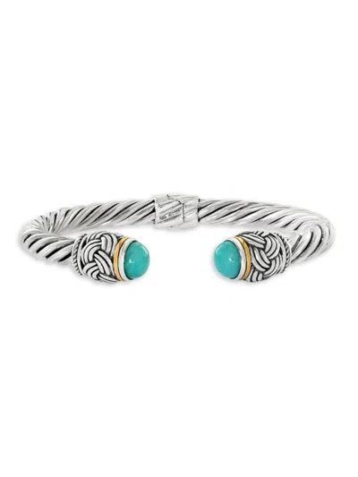 Effy Eny Women's 18k Yellow Gold, Sterling Silver & Amazonite Bangle Bracelet