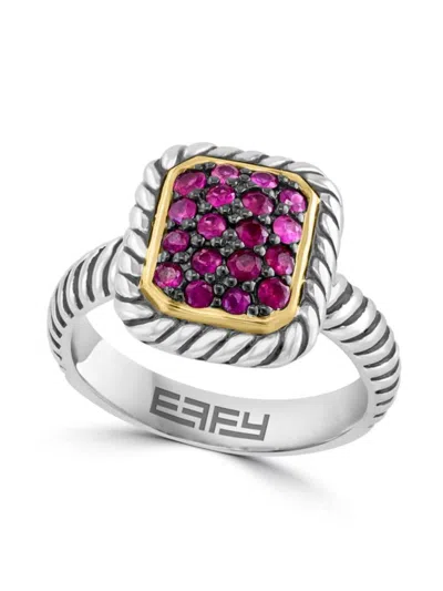 Effy Eny Women's 18k Yellow Gold, Sterling Silver, Black Rhodium & Ruby Ring