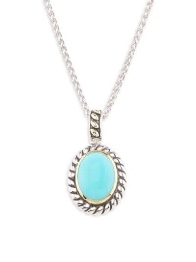 Effy Eny Women's Eny 18k-yellow-gold & Sterling Silver, 4.80 Tcw Turquoise Pendant Necklace/18"