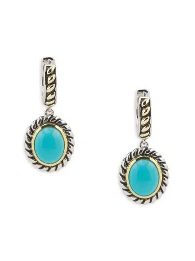 Effy Eny Women's Eny 925 Sterling Silver, 18k Yellow Gold & Turquoise Drop Earrings