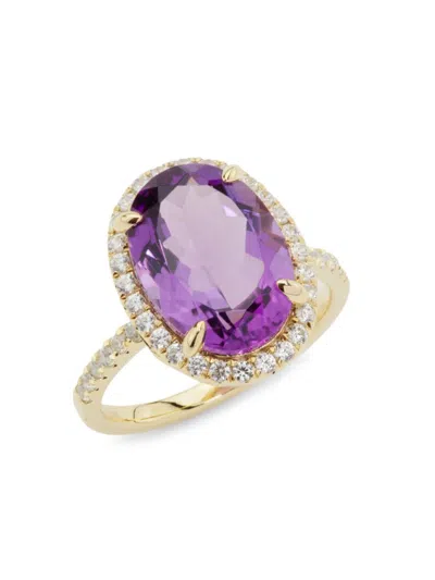 Effy Eny Women's Sterling Silver, 14k Yellow Gold, Amethyst & Cubic Zirconia Ring