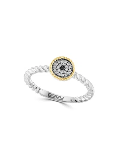 Effy Eny Women's Sterling Silver, 14k Yellow Gold & Diamond Ring