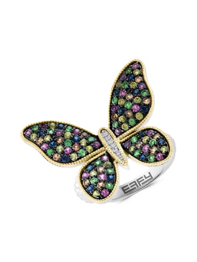 Effy Eny Women's Sterling Silver, 14k Yellow Gold & Multi Stone Butterfly Ring