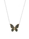 Effy Eny Women's Sterling Silver, 14k Yellow Gold, Sapphire, Diamond & Tsavorite Butterfly Pendant N In Silver