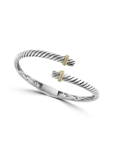 Effy Eny Women's Sterling Silver, 18k Yellow Gold & 0.16 Tcw Diamond Bangle Bracelet