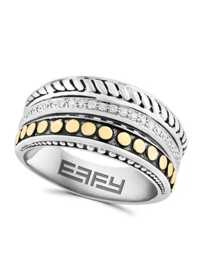 Effy Eny Women's Sterling Silver, 18k Yellow Gold & 0.18 Tcw Diamond Ring In Metallic