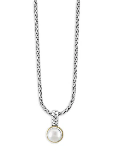 Effy Eny Women's Sterling Silver, 18k Yellow Gold & 10mm Freshwater Pearl Pendant Necklace