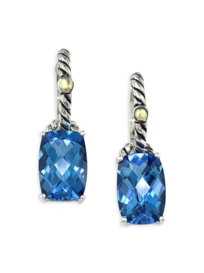 Effy Eny Women's Sterling Silver, 18k Yellow Gold & Blue Topaz Drop Earrings