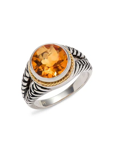 Effy Eny Women's Sterling Silver, 18k Yellow Gold & Citrine Ring