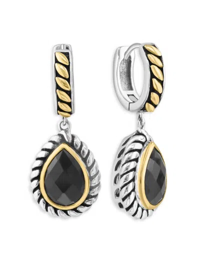 Effy Eny Women's Sterling Silver, 18k Yellow Gold & Onyx Drop Earrings