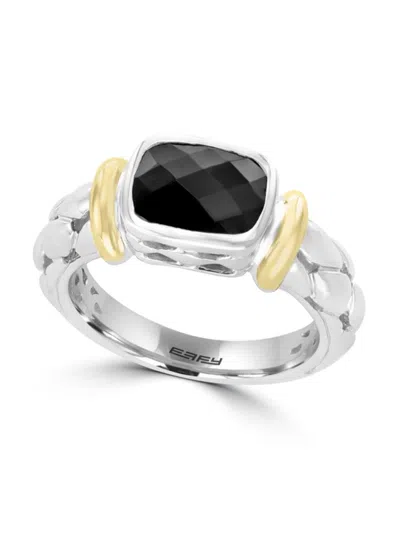 Effy Eny Women's Sterling Silver, 18k Yellow Gold & Onyx Ring
