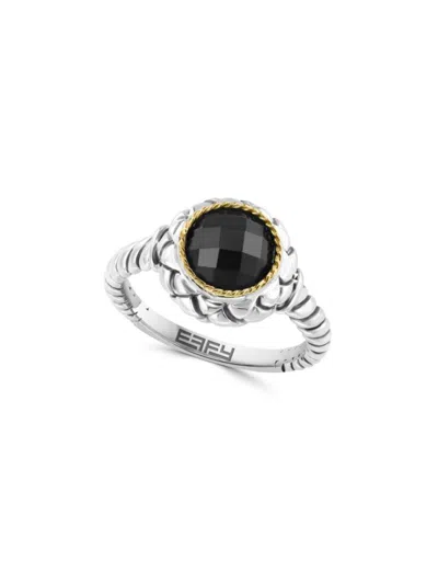 Effy Eny Women's Sterling Silver, 18k Yellow Gold & Onyx Ring