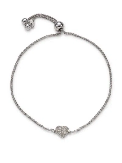 Effy Eny Women's Sterling Silver & 0.1 Tcw Diamond Heart Pendant Bolo Bracelet