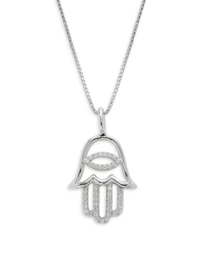 Effy Eny Women's Sterling Silver & 0.12 Tcw Diamond Hamsa Pendant Necklace