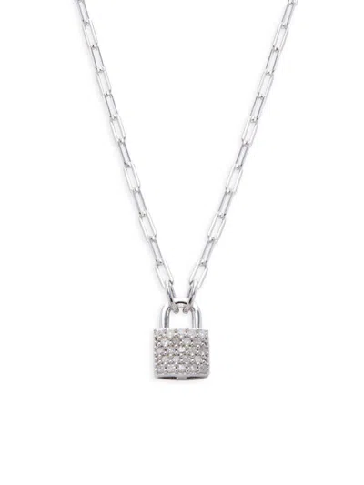 Effy Eny Women's Sterling Silver & 0.14 Tcw Diamond Lock Pendant Necklace