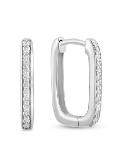 Effy Eny Women's Sterling Silver & 0.14 Tcw Diamond Paperclip Hoop Earrings In Metallic