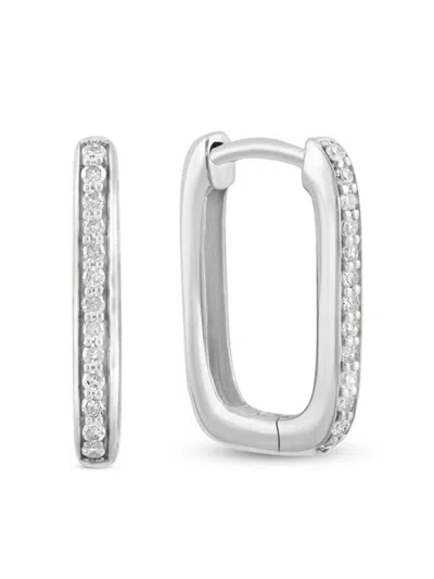 Effy Eny Women's Sterling Silver & 0.14 Tcw Diamond Paperclip Hoop Earrings