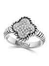 Effy Eny Women's Sterling Silver & 0.23 Tcw Diamond Engraved Ring In Silver