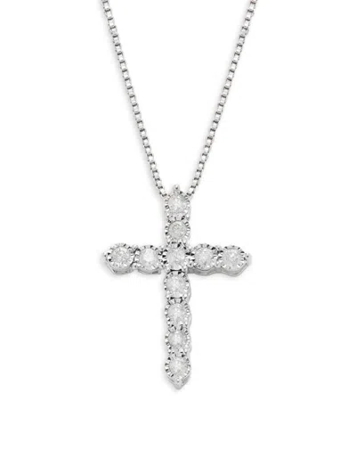 Effy Eny Women's Sterling Silver & 0.24 Tcw Diamond Cross Pendant Necklace