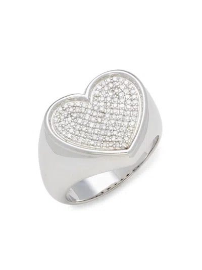 Effy Eny Women's Sterling Silver & 0.34 Tcw Diamond Heart Signet Ring