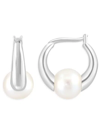 Effy Eny Women's Sterling Silver & 10mm Freshwater Pearl Huggie Earrings