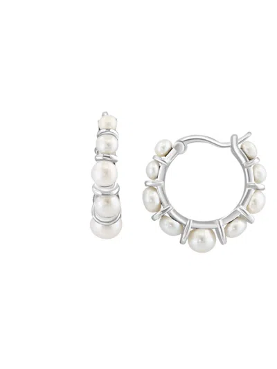 Effy Eny Women's Sterling Silver & 2.5-4mm Freshwater Pearl Hoop Earrings