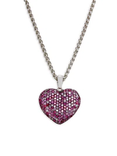 Effy Eny Women's Sterling Silver & 3.9 Tcw Pink Sapphire Heart Pendant Necklace