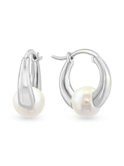 Effy Eny Women's Sterling Silver & 6-7mm Freshwater Pearl Huggie Earrings