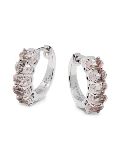 Effy Eny Women's Sterling Silver & Morganite Huggie Earrings