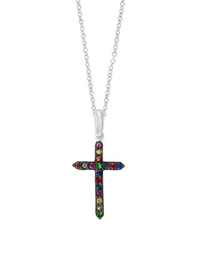 Effy Eny Women's Sterling Silver & Multi Stone Cross Pendant Necklace In Metallic