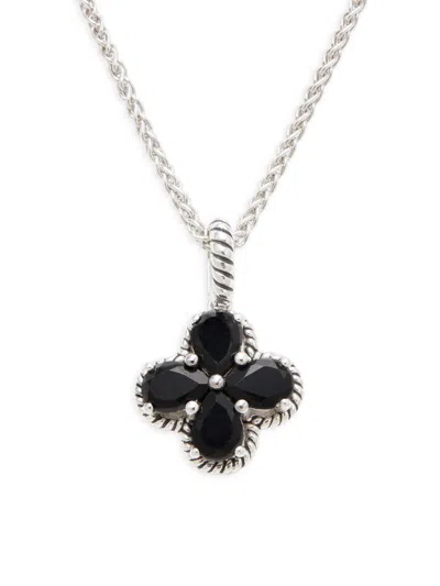 Effy Eny Women's Sterling Silver & Onyx Clover Pendant Necklace
