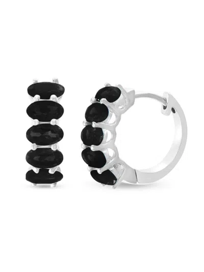 Effy Eny Women's Sterling Silver & Onyx Huggie Earrings