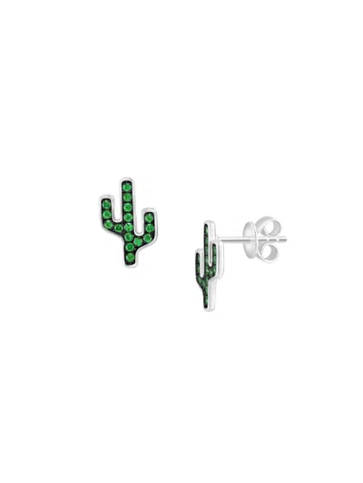 Effy Eny Women's Sterling Silver & Tsavorite Cactus Stud Earring In Green