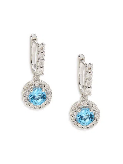 Effy Eny Women's Sterling Silver, Diamond & Blue Topaz Drop Earrings