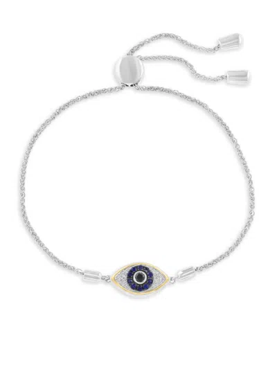 Effy Eny Women's Sterling Silver Diamond, Black Diamond And Sapphire Bolo Bracelet