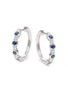 Effy Eny Women's Sterling Silver, Diamonds & Sapphire Hoop Earrings In Silver