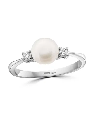 Effy Eny Women's Sterling Silver, Freshwater Pearl & 0.11 Tcw Diamond Ring