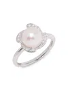 Effy Eny Women's Sterling Silver, Freshwater Pearl & 0.15 Tcw Diamond Ring In Silver