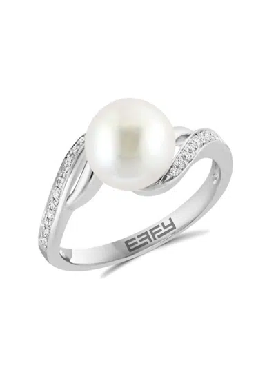 Effy Eny Women's Sterling Silver, Freshwater Pearl & Diamond Ring