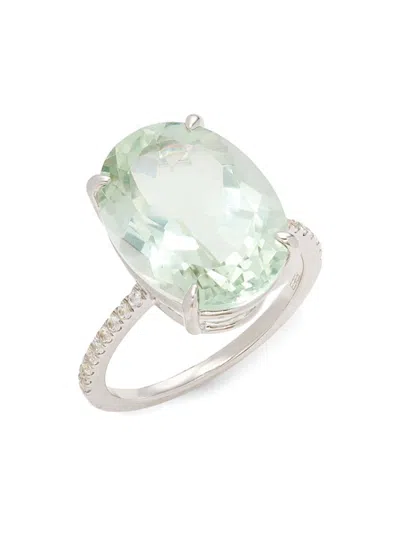 Effy Eny Women's Sterling Silver, Green Amethyst & White Sapphire Ring