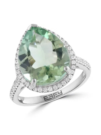 Effy Eny Women's Sterling Silver, Green Amethyst & Zircon Ring