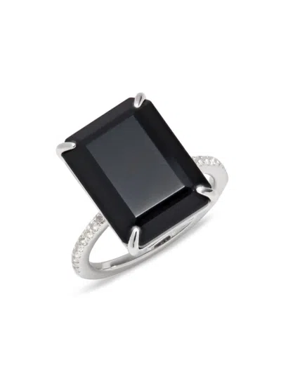 Effy Eny Women's Sterling Silver, Onyx & White Sapphire Ring