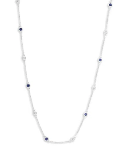 Effy Eny Women's Sterling Silver, Sapphire & 0.07 Tcw Diamond Station Necklace