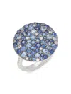 EFFY ENY WOMEN'S STERLING SILVER, SAPPHIRE & DIAMOND ROUND PAVÉ RING